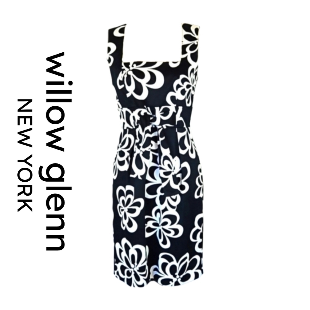 Well-Made Dress Black & White Floral Print Sleeveless Midi Retro Dress, …